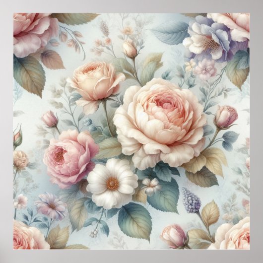 Shabby Chic Antiek Roos Poster (Voorkant)
