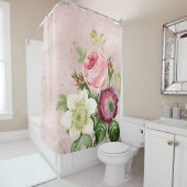 Shabby Chic Antiek Rozen op Blush Douchegordijn (In situ)