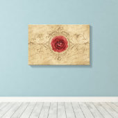  Shabby Chic Antiek Single Red Rose Canvas Afdruk (Insitu (Houten vloer))