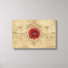  Shabby Chic Antiek Single Red Rose Canvas Afdruk