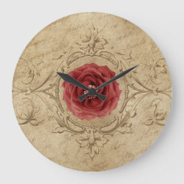  Shabby Chic Antiek Single Red Rose Grote Klok