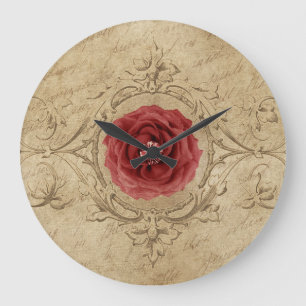  Shabby Chic Antiek Single Red Rose Grote Klok