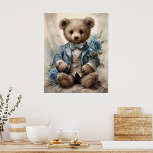 Shabby Chic Antiek Teddy Boy Poster (Keuken)