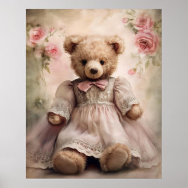 Shabby Chic Antiek Teddy Girl Poster