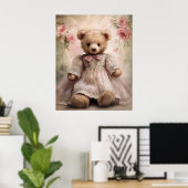 Shabby Chic Antiek Teddy Girl Poster (Thuiskantoor)