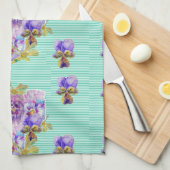 Shabby Chic Aqua Pansy Floral Kitchen Tea Towel Theedoek (Quarter Fold)