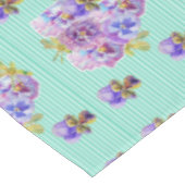 Shabby Chic Aqua Stripe Pansy Floral Tablecloth Tafelkleed (Gekanteld)