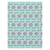 Shabby Chic Aqua Stripe Pansy Floral Tablecloth Tafelkleed (Voorkant)