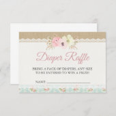 Shabby Chic Baby shower Diaper Raffle Enclosure Informatiekaartje (Voorkant / Achterkant)