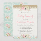 Shabby Chic Baby shower Invitation Kaart (Voorkant / Achterkant)