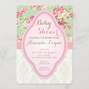 Shabby Chic Baby shower Tea Party Uitnodigingen