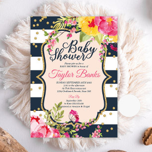 Shabby Chic Baby shower Uitnodiging Floral