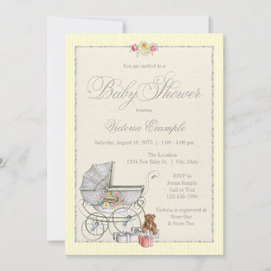 Shabby Chic Baby Shower-uitnodigingen Kaart (Voorkant)
