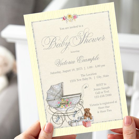 Shabby Chic Baby Shower-uitnodigingen Kaart