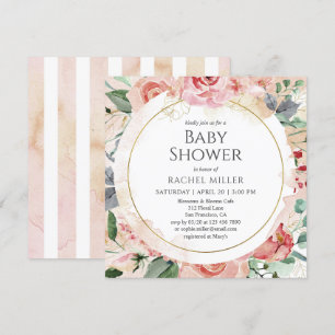 Shabby Chic Baby shower Waterverf Floral Kaart