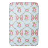 Shabby chic, babyblauw, rode rozen, Victoriaans, b Badmat (Voorkant Verticaal)