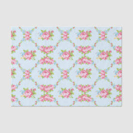 Shabby chic, babyblauw, rode rozen, Victoriaans, b Tissuepapier