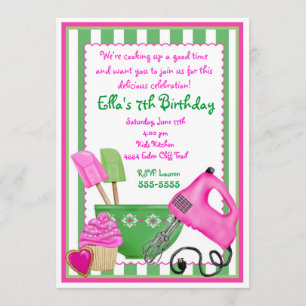 Shabby Chic Baking Birthday-uitnodigingen Kaart