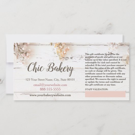 Shabby Chic Bakkerij Antieke Cadeaubon (Achterkant)