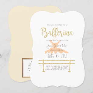 Shabby Chic Ballerina Verjaardagsfeest Uitnodigen Kaart