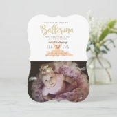 Shabby Chic Ballerina Verjaardagsfeest Uitnodigen Kaart (Staand voorkant)