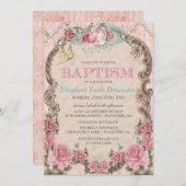  Shabby Chic Baptism Invitation Kaart (Voorkant / Achterkant)
