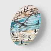 Shabby Chic Beach Weathered Boards Ocean Clock Ronde Klok (Hoek)