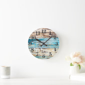 Shabby Chic Beach Weathered Boards Ocean Clock Ronde Klok (Huis)