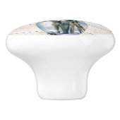 Shabby Chic Beach Wit Hout met Witte Rozen Keramische Knop (Zijkant)