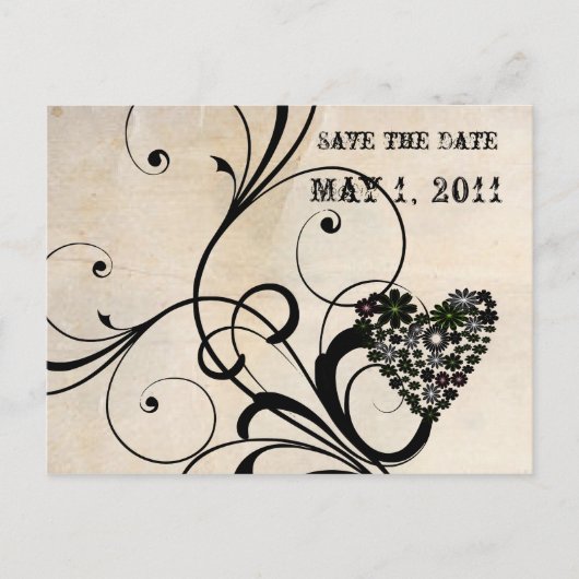 Shabby Chic Bewaar de datum Aankondigingskaart (Voorkant)