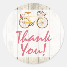 Shabby Chic  Bicycle op Rustiek Dank je Ronde Sticker