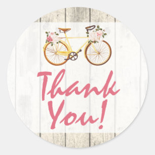 Shabby Chic  Bicycle op Rustiek Dank je Ronde Sticker
