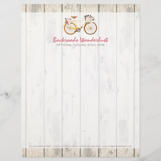 Shabby Chic  Bicycle op Rustige Wood Aangepast Persoonlijk Briefhoofd (Voorkant)