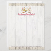 Shabby Chic  Bicycle op Rustige Wood Aangepast Persoonlijk Briefhoofd (Voorkant / Achterkant)
