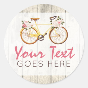 Shabby Chic  Bicycle op Rustige Wood Aangepast Ronde Sticker