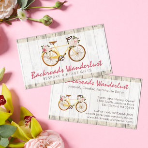 Shabby Chic  Bicycle op Rustige Wood Aangepast Visitekaartje
