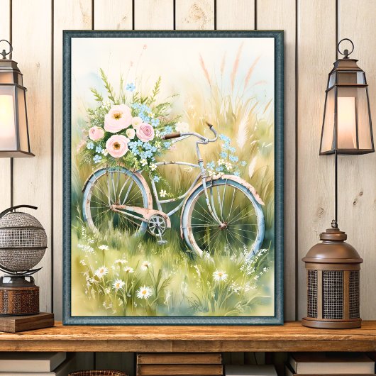  Shabby Chic Bicycle Wall Art Poster