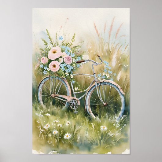  Shabby Chic Bicycle Wall Art Poster (Voorkant)