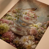 Shabby Chic Bird Teacups Decoupage Tissue Paper Tissuepapier