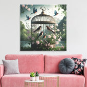 Shabby Chic Birdcage Canvas Art Afdruk (Insitu (Woonkamer))