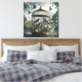 Shabby Chic Birdcage Canvas Art Afdruk (Insitu (Slaapkamer))