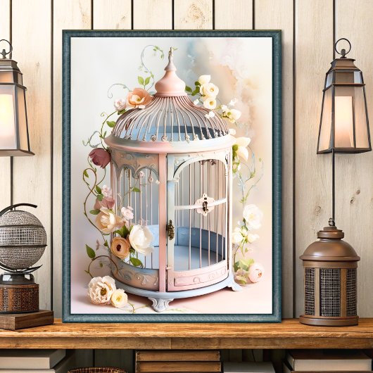 Shabby Chic Birdcage Wall Art Poster