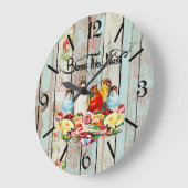 Shabby Chic  Birds Bless This Nest Wood Grote Klok (Hoek)