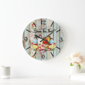 Shabby Chic  Birds Bless This Nest Wood Grote Klok (Huis)