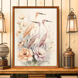Shabby Chic Birds in Bloom Wall Art Poster
