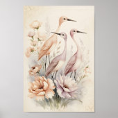 Shabby Chic Birds in Bloom Wall Art Poster (Voorkant)