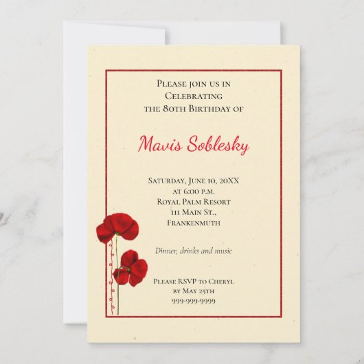 Shabby Chic Birthday Party Invitation Kaart (Achterkant)