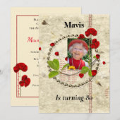 Shabby Chic Birthday Party Invitation Kaart (Voorkant / Achterkant)