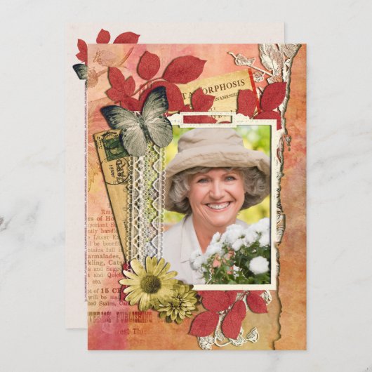 Shabby Chic Birthday Party Invitation Kaart (Voorkant / Achterkant)