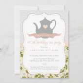 Shabby Chic Birthday Tea Party Invitation Kaart (Voorkant)